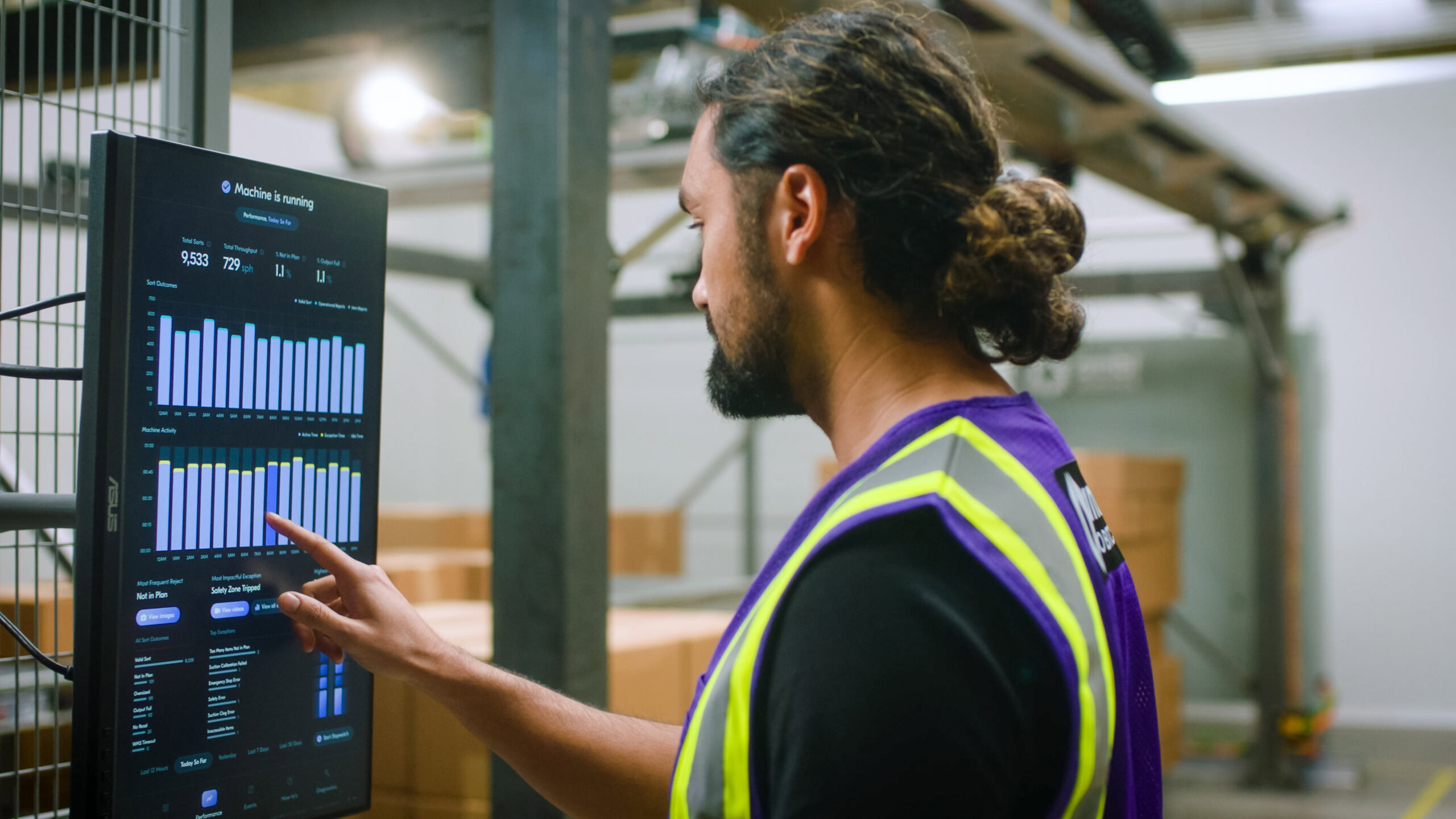 Robot Operator Engaging with Ambi HMI on AmbiStack, powered by AmbiOS