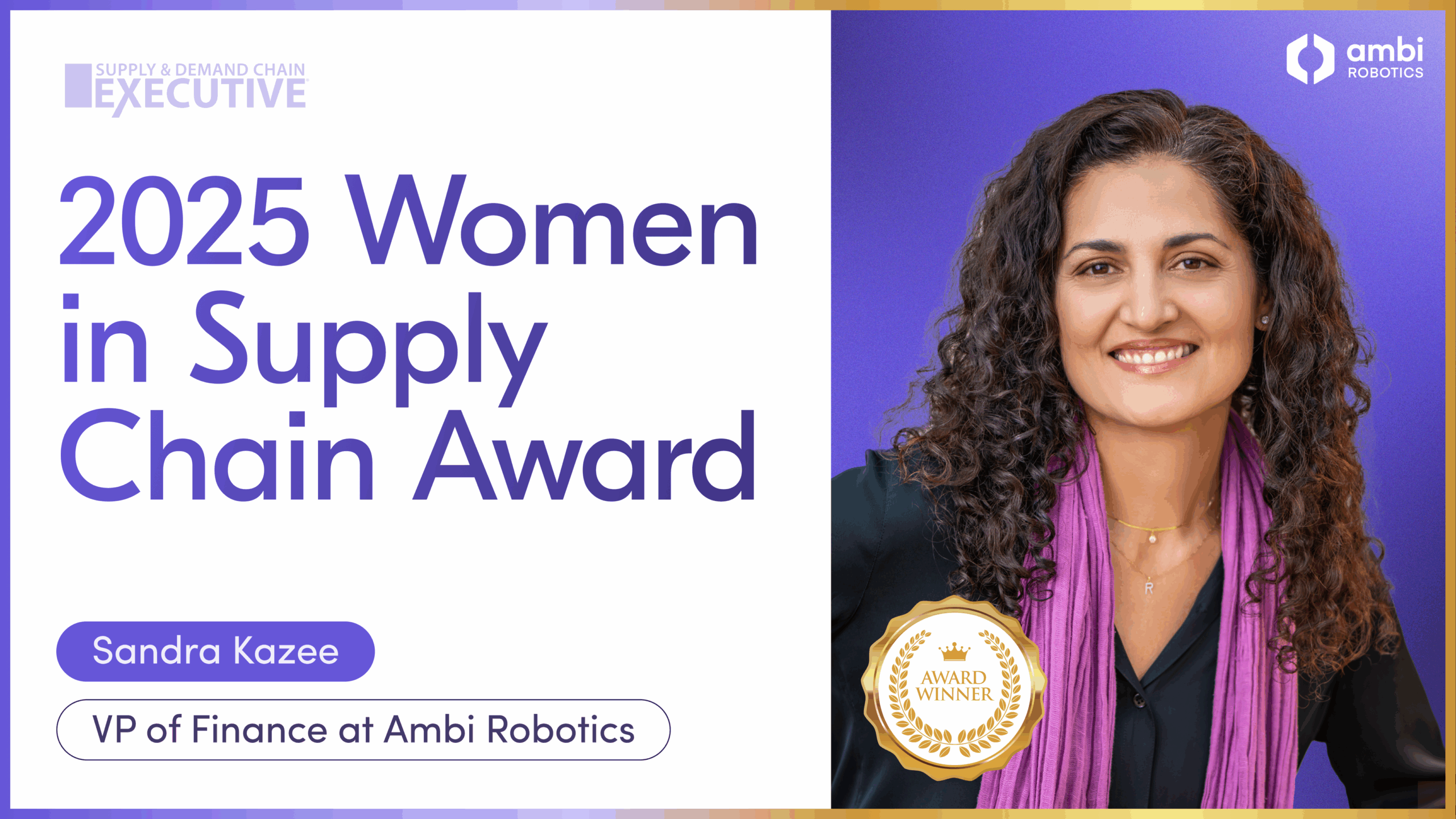 Sandra Kazee Named Winner of 2025 Women in Supply Chain Award